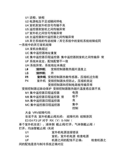解决空调U1故障代码的方法（掌握空调U1故障代码解决方法）