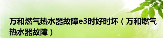 万和热水器E3故障排除指南（解决E3故障的实用方法）